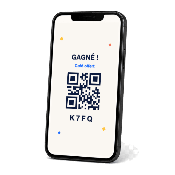 Téléphone affichant le QR du lot gagné